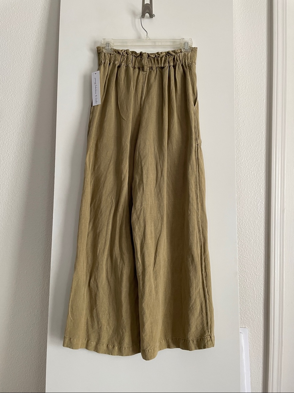 YFB Young Fabulous & Broke Linen/Rayon Wide Leg High Rise Trousers Pants NWT Tan - Picture 2 of 8